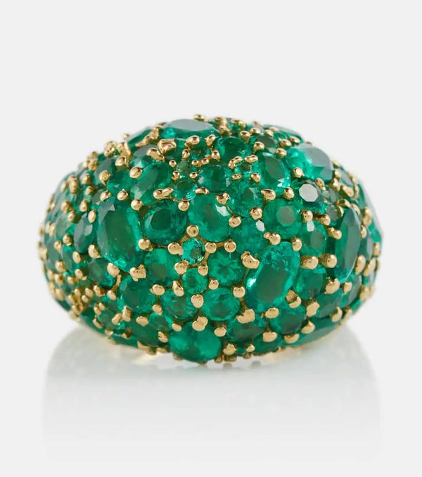 Octavia Elizabeth Green Earth Dome 18kt gold ring with emeralds | LYBSTORE