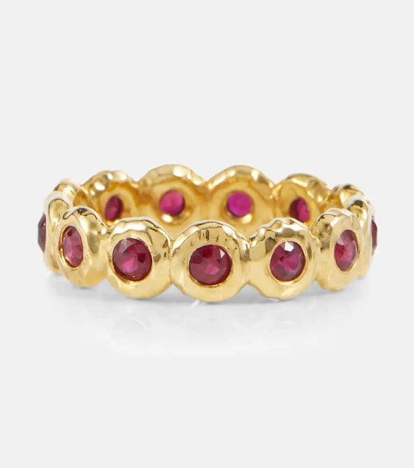 Octavia Elizabeth Nesting Gem 18kt gold eternity ring with rubies | LYBSTORE