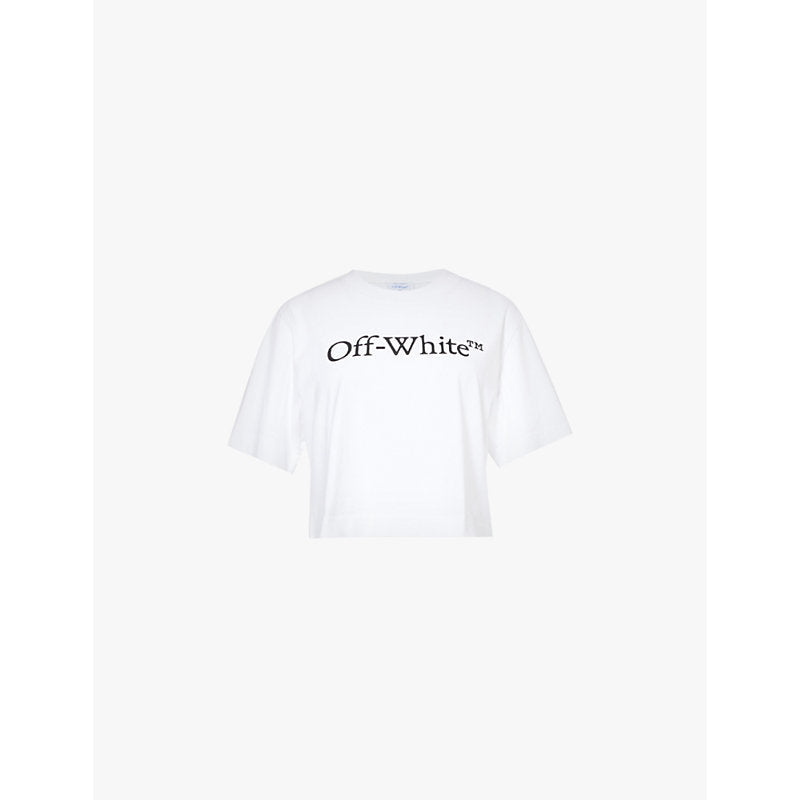 Womens Off-White C/O Virgil Abloh Logo-print relaxed-fit cotton-jersey T-shirt