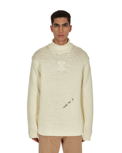 Off-White Meteornail Knit Zip Mockneck Sweater White