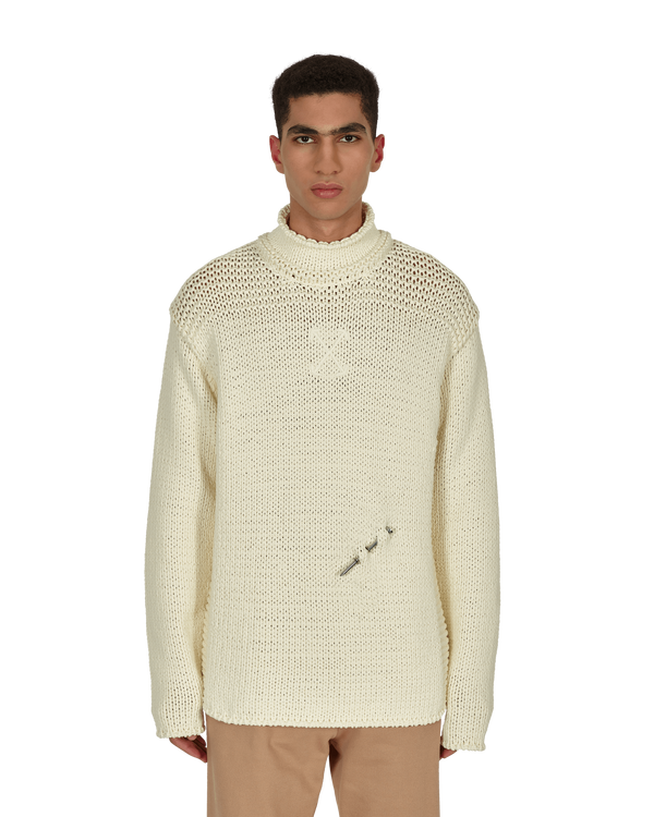 Off-White Meteornail Knit Zip Mockneck Sweater White