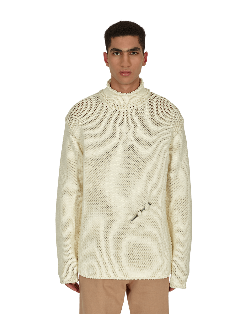 Off-White Meteornail Knit Zip Mockneck Sweater White