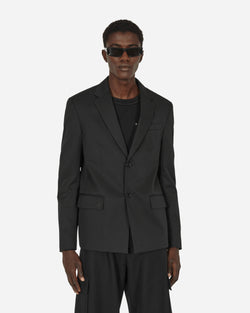 Off-White Embroidered Wool Strap Blazer Black