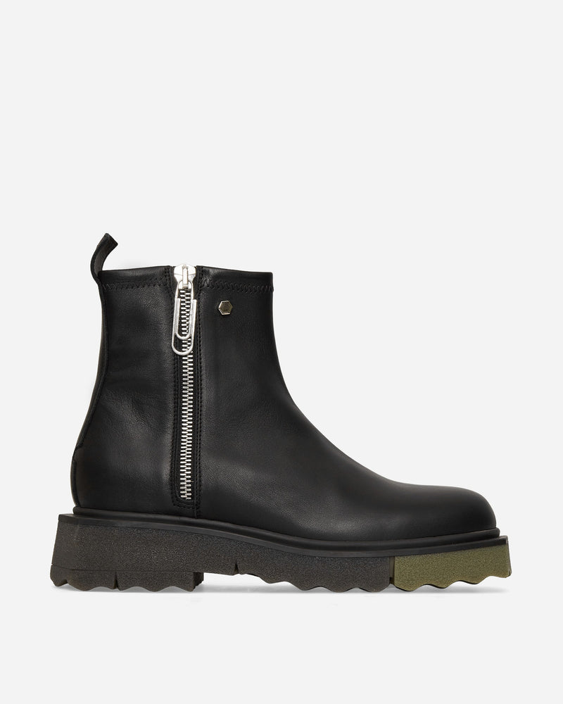 Off-White Leather Sponge Zip Boots Black