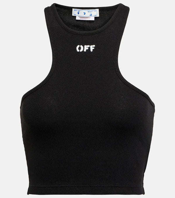 Off-White Logo cotton-blend crop top | LYBSTORE