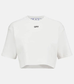 Off-White Logo cotton-blend cropped T-shirt | LYBSTORE