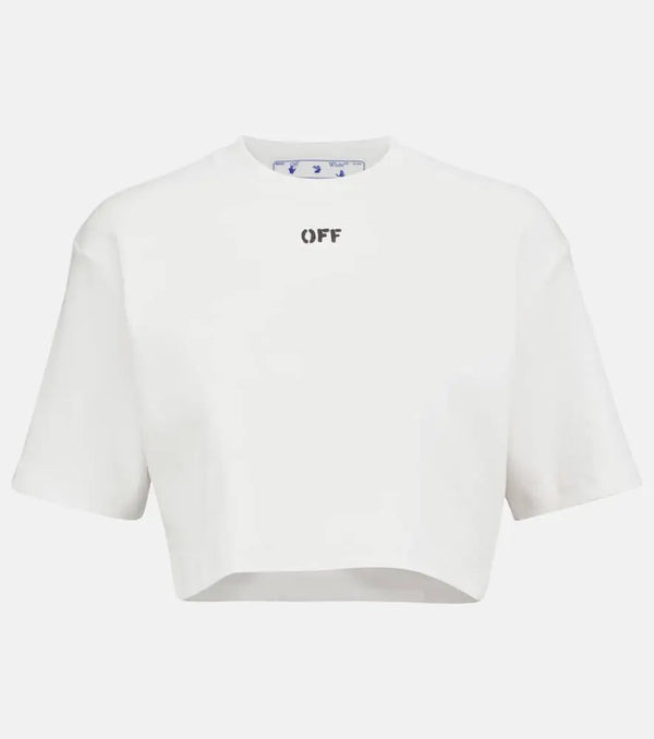 Off-White Logo cotton-blend cropped T-shirt | LYBSTORE