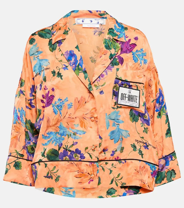 Off-White Logo floral printed shirt | LYBSTORE