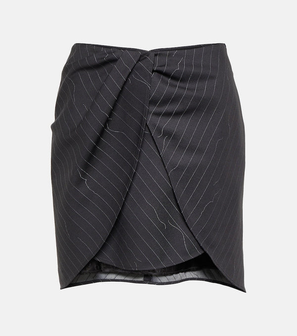 Off-White Pinstripe asymmetric wool blend miniskirt