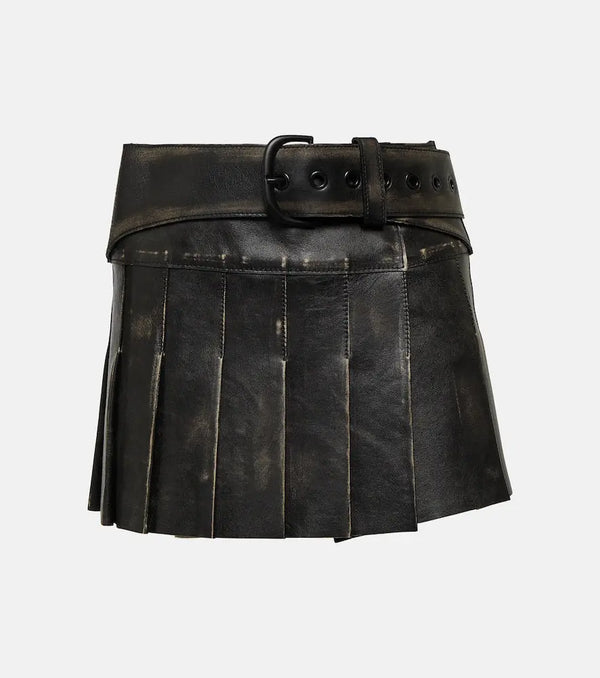 Off-White Pleated leather miniskirt | LYBSTORE