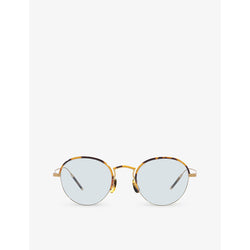 Oliver Peoples OV1290T round-frame tortoiseshell metal optical glasses | LYBSTORE