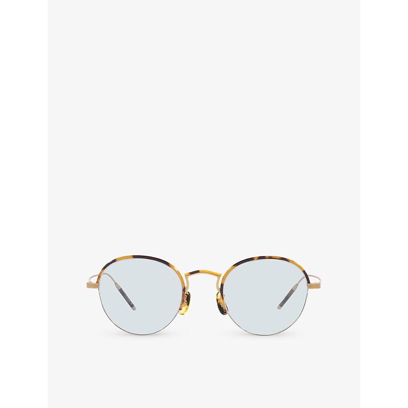 Oliver Peoples OV1290T round-frame tortoiseshell metal optical glasses | LYBSTORE