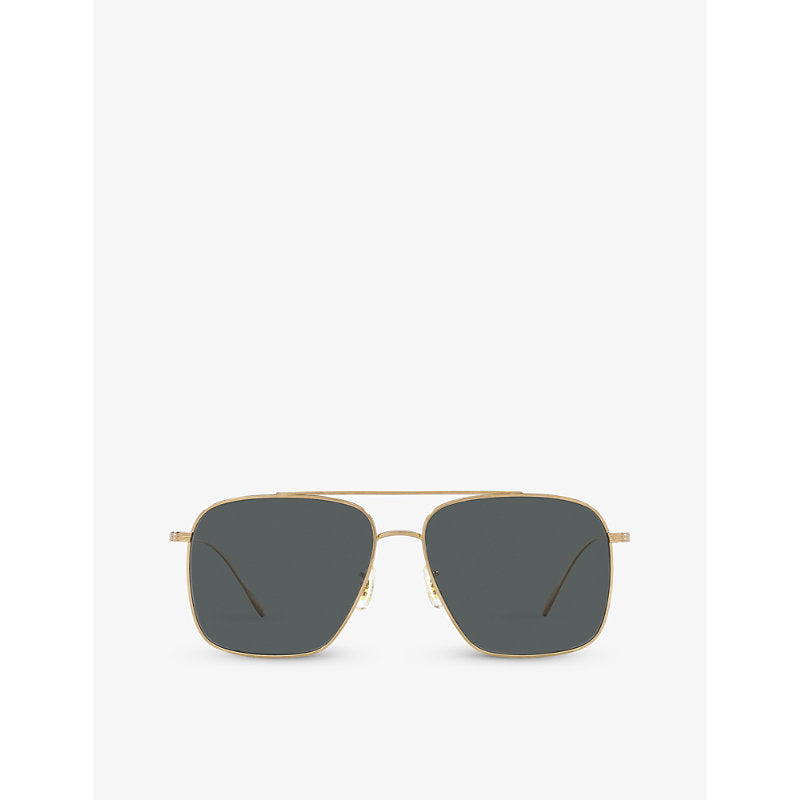 Oliver Peoples OV1320ST Dresner aviator-frame titanium sunglasses | LYBSTORE