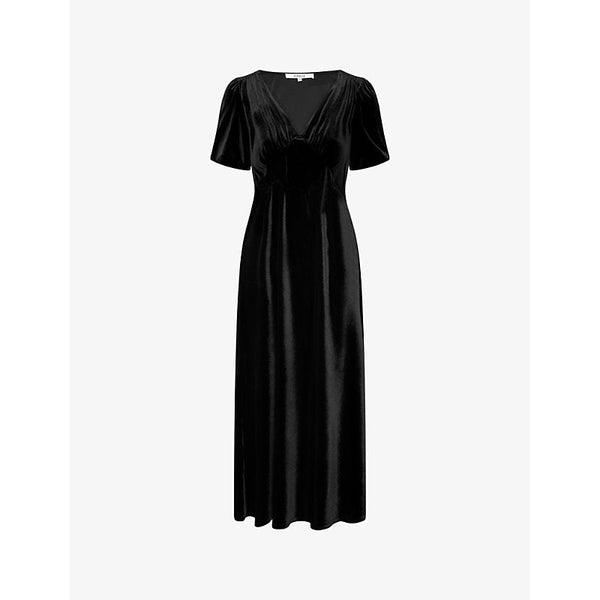 Womens Omnes Rosie puff-sleeve recycled-polyester velvet maxi dress