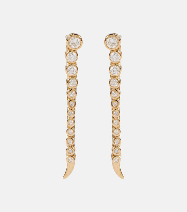 Ondyn Short Continuum 14kt yellow gold drop earrings with diamonds