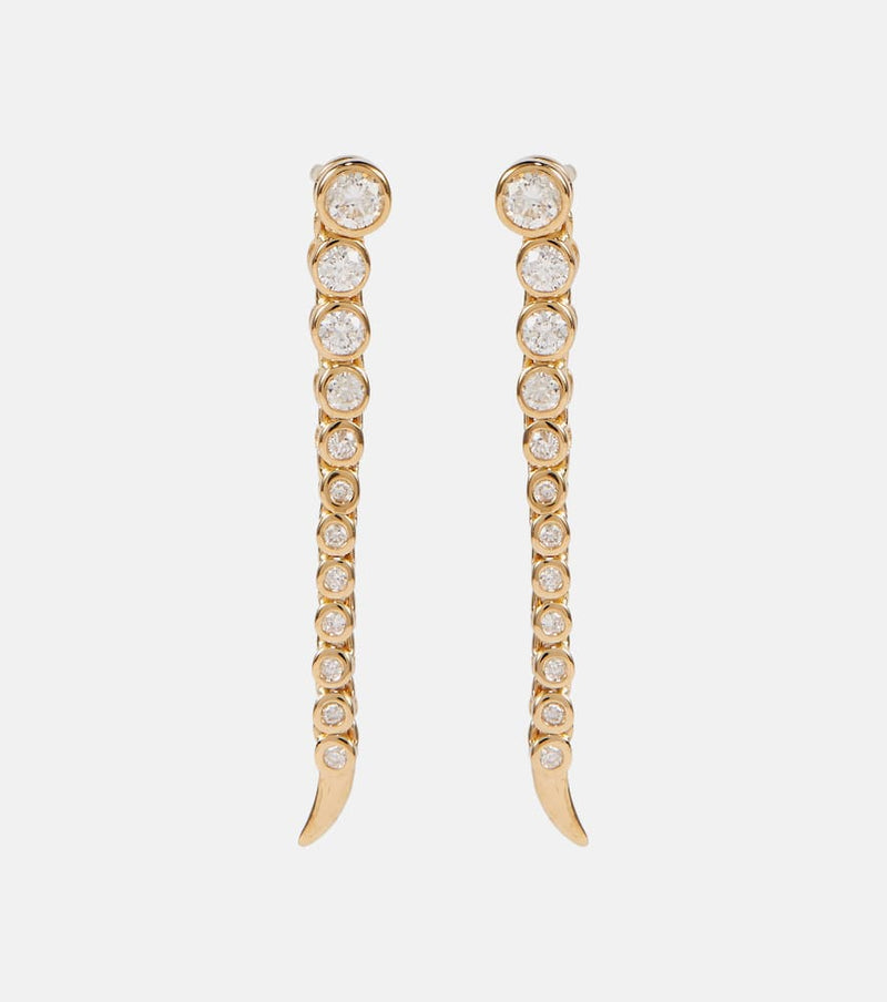 Ondyn Short Continuum 14kt yellow gold drop earrings with diamonds