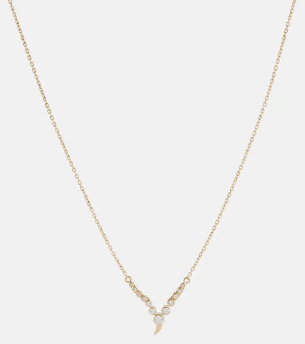 Ondyn Zen Small 14kt gold pendant necklace with diamonds | LYBSTORE