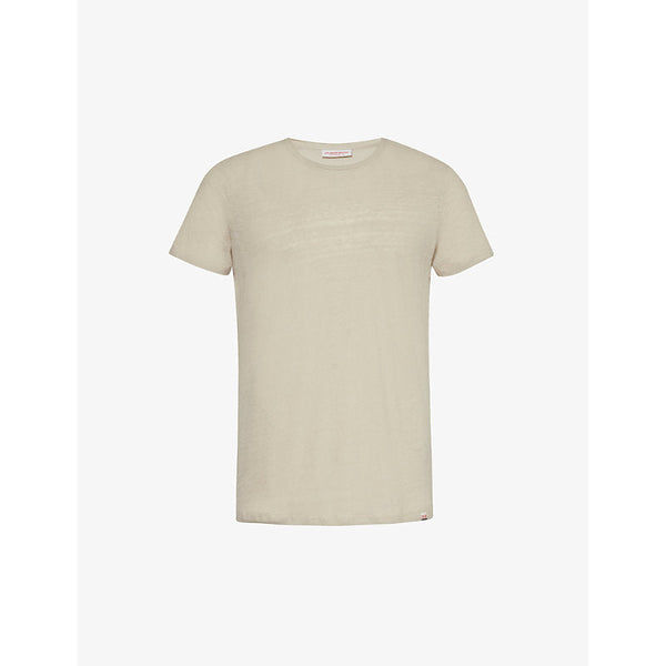  Orlebar Brown Brand-tab round-neck linen T-shirt