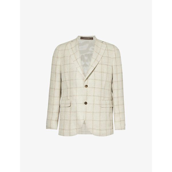 Mens Oscar Jacobson Ferry flap-pocket single-breasted woven blazer