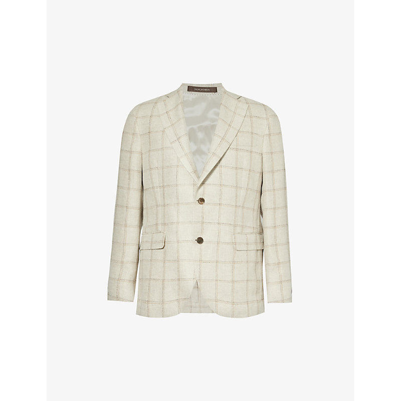 Mens Oscar Jacobson Ferry flap-pocket single-breasted woven blazer