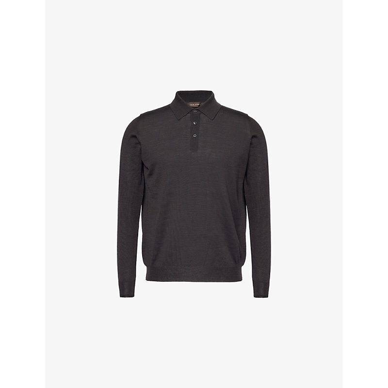 Oscar Jacobson Knitted regular-fit wool polo shirt