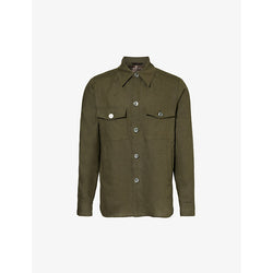 Mens Oscar Jacobson Maverick spread-collar regular-fit linen overshirt