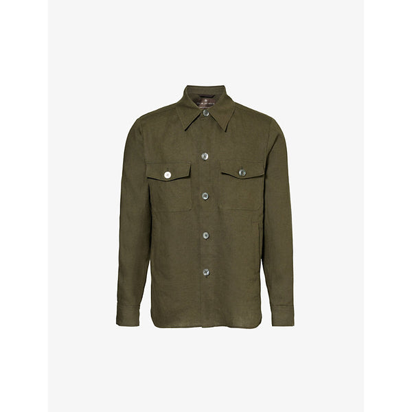 Mens Oscar Jacobson Maverick spread-collar regular-fit linen overshirt