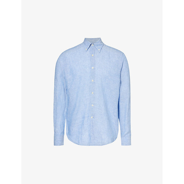 Mens Oscar Jacobson Signature button-down collar linen shirt