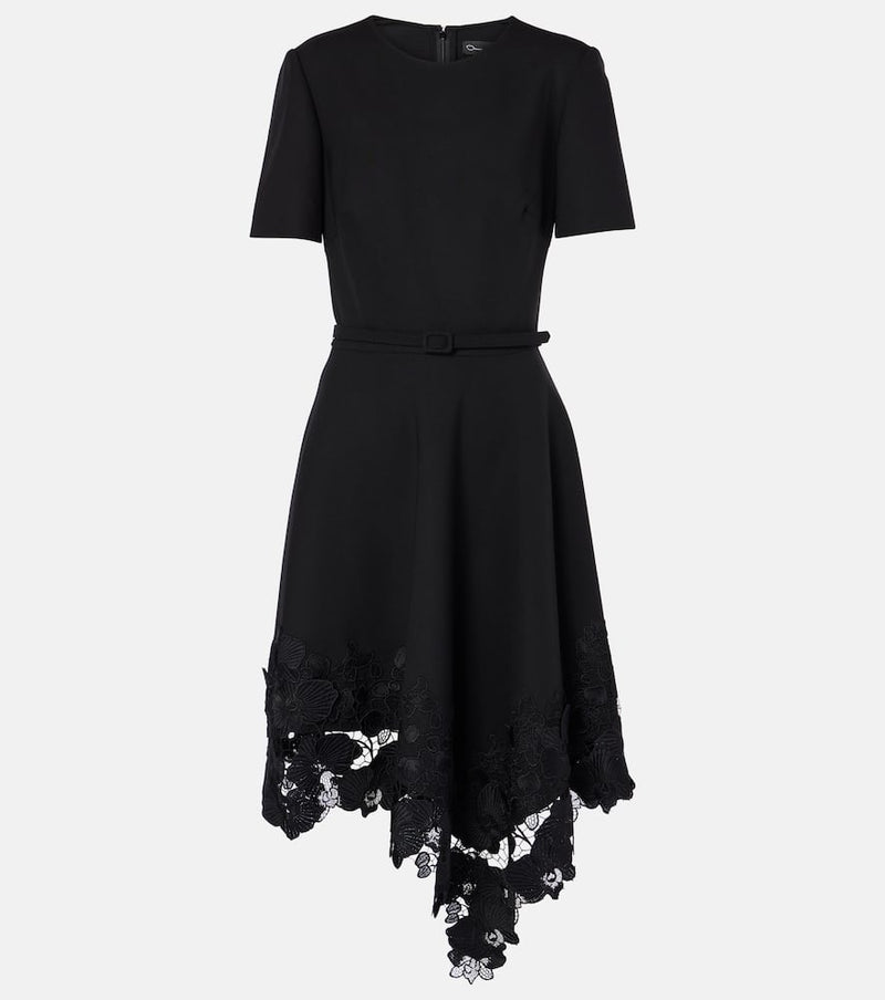 Oscar de la Renta Asymmetric wool-blend midi dress