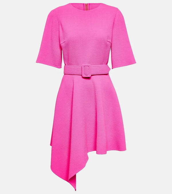 Oscar de la Renta Asymmetric wool-blend minidress | LYBSTORE