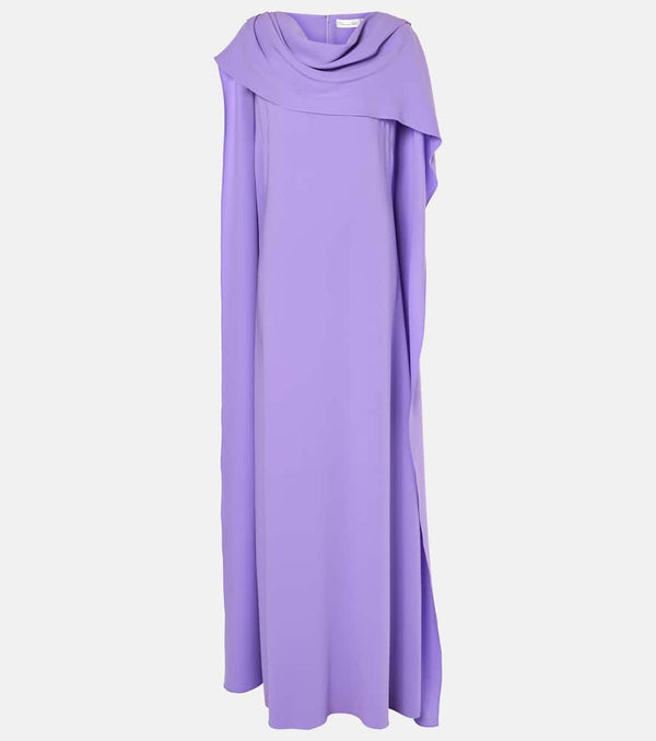 Oscar de la Renta Caped silk-blend georgette gown | LYBSTORE