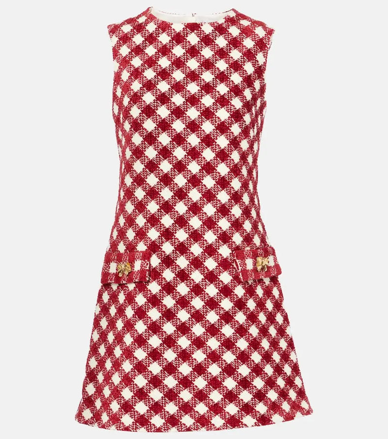 Oscar de la Renta Checked chenille tweed minidress | LYBSTORE