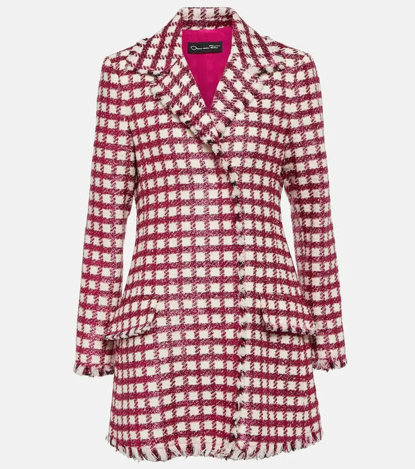 Oscar de la Renta Checked wool-blend tweed minidress | LYBSTORE