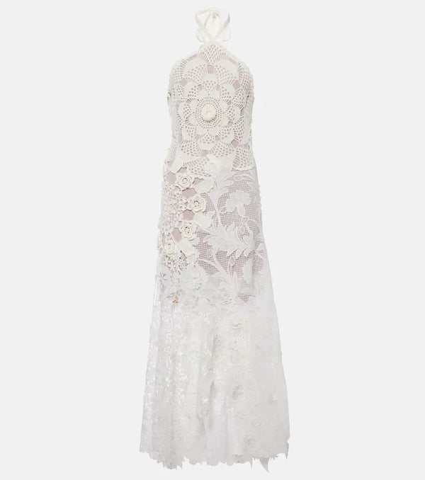 Oscar de la Renta Crochet guipure lace gown | LYBSTORE