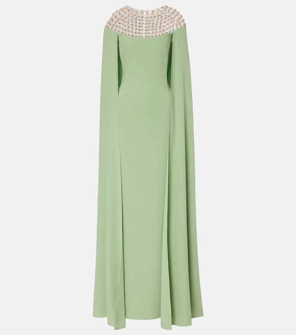 Oscar de la Renta Crystal-embellished caped gown | LYBSTORE