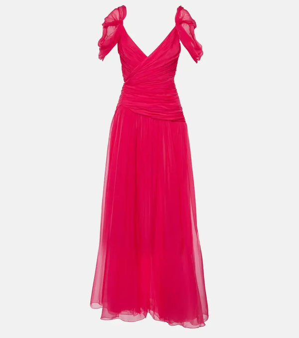 Oscar de la Renta Draped silk chiffon gown | LYBSTORE