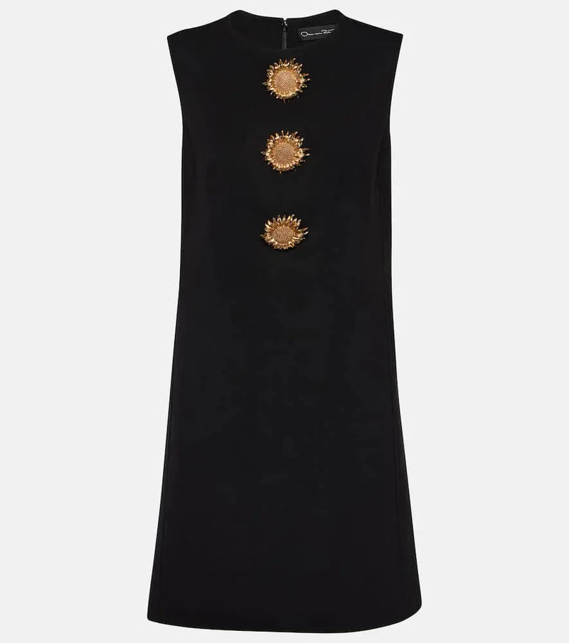 Oscar de la Renta Embellished wool-blend minidress | LYBSTORE