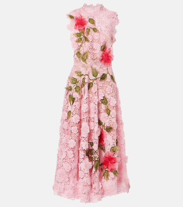 Oscar de la Renta Embroidered guipure lace maxi dress