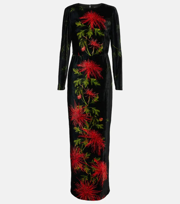 Oscar de la Renta Embroidered velvet gown | LYBSTORE