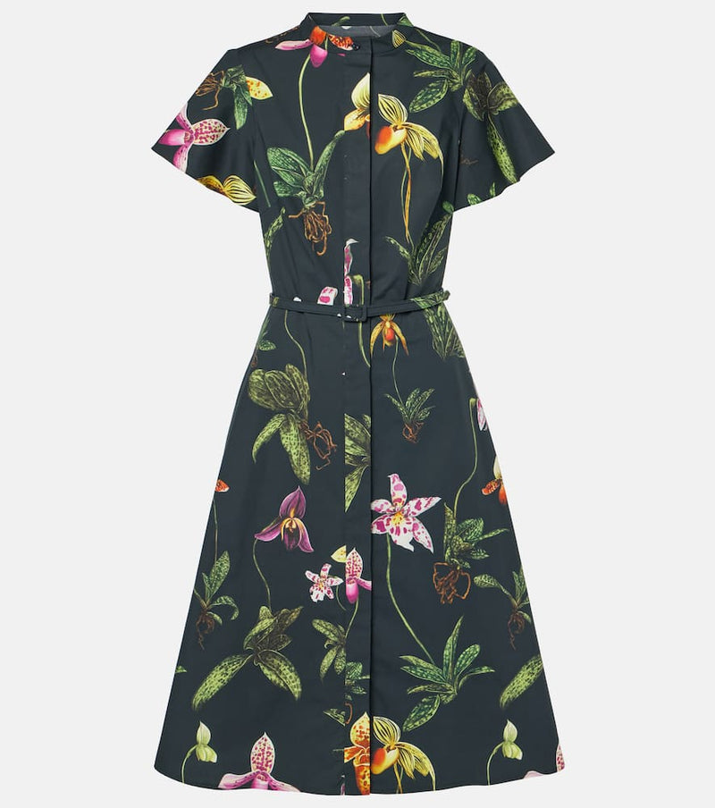 Oscar de la Renta Floral cotton-blend midi dress