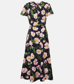 Oscar de la Renta Floral cotton poplin midi dress