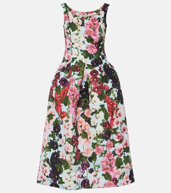 Oscar de la Renta Floral faille midi dress | LYBSTORE