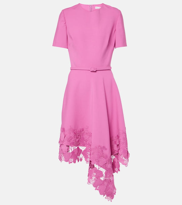 Oscar de la Renta Floral lace-trimmed midi dress