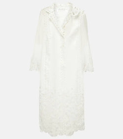 Oscar de la Renta Floral trellis guipure lace-trimmed tunic | LYBSTORE