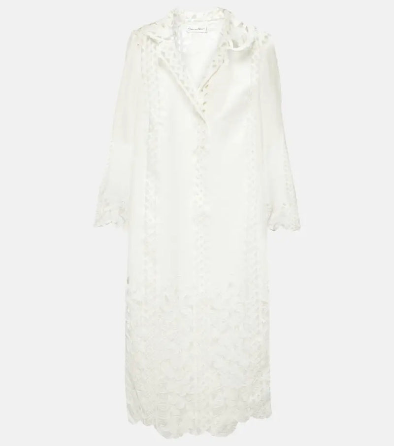 Oscar de la Renta Floral trellis guipure lace-trimmed tunic | LYBSTORE