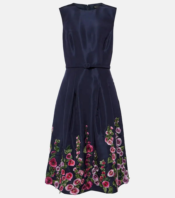 Oscar de la Renta Hollyhock embroidered silk midi dress | LYBSTORE