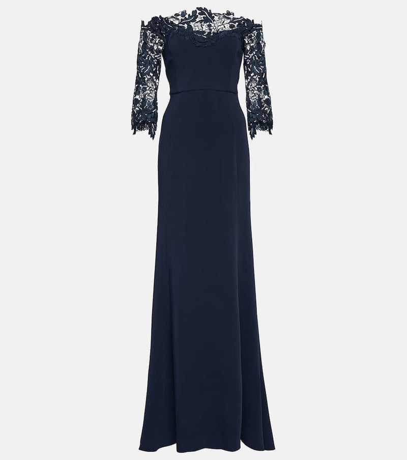 Oscar de la Renta Lace-trimmed crêpe gown