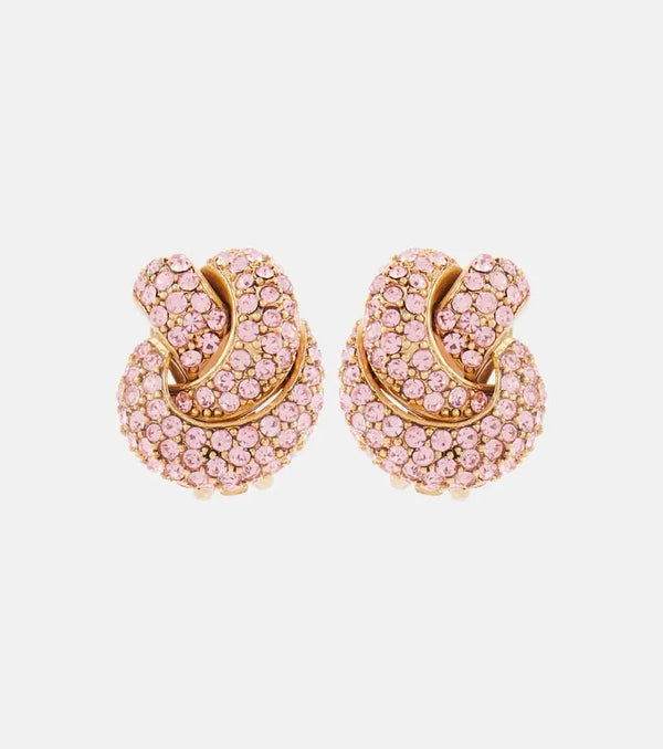 Oscar de la Renta Love Knot embellished clip-on earrings | LYBSTORE