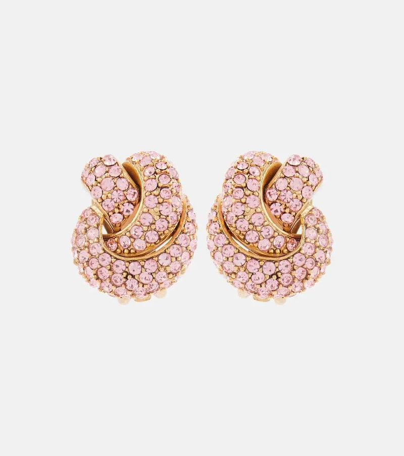 Oscar de la Renta Love Knot embellished clip-on earrings | LYBSTORE