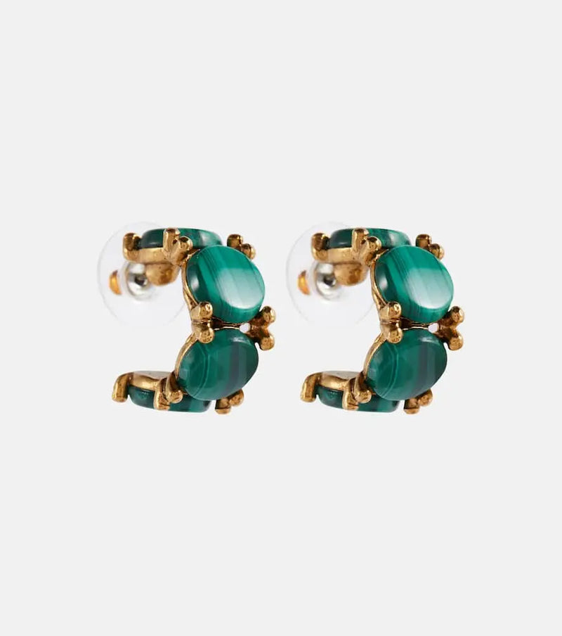 Oscar de la Renta Malachite hoop earrings